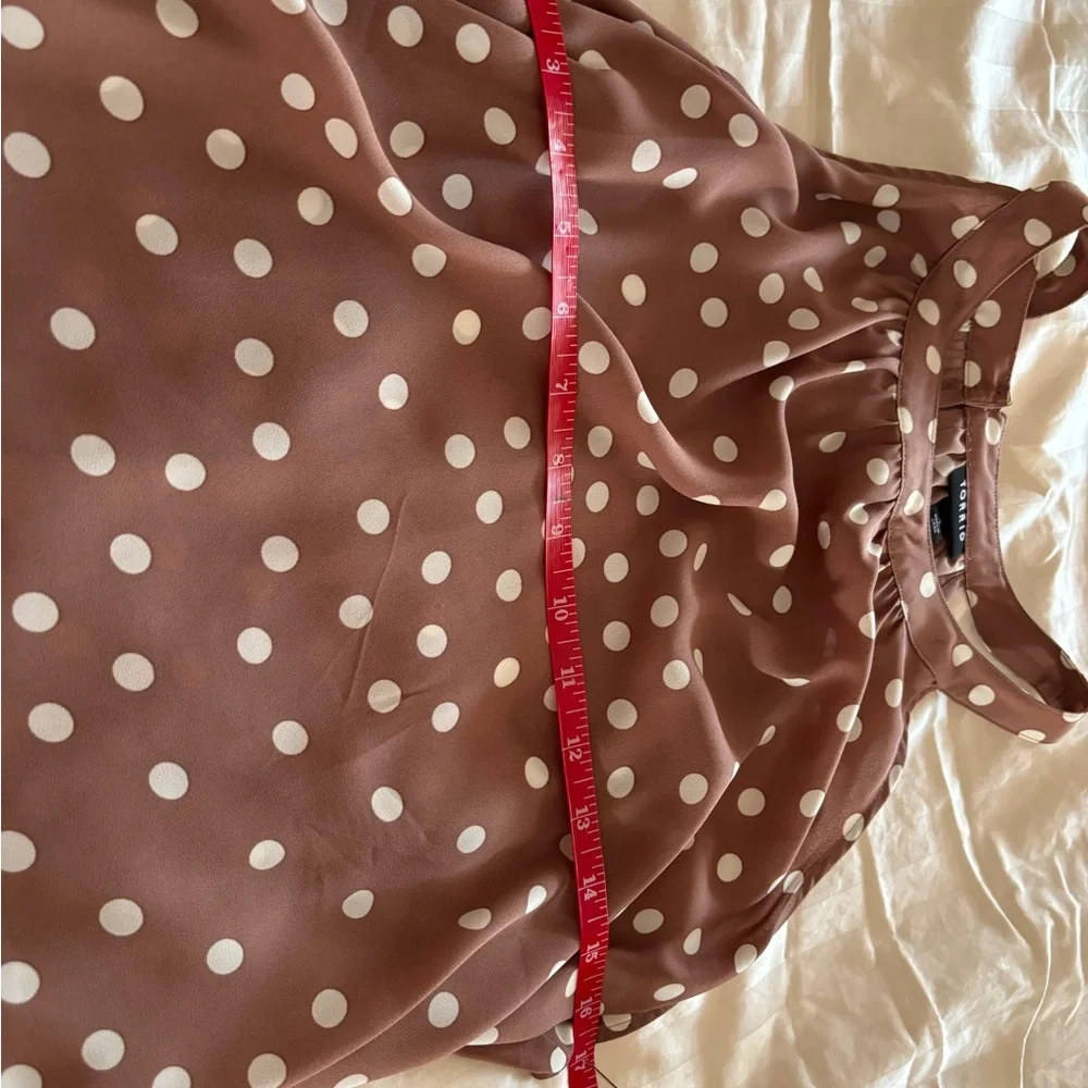 Torrid Pink Polka Dot high low Blouse - Picture 8 of 9